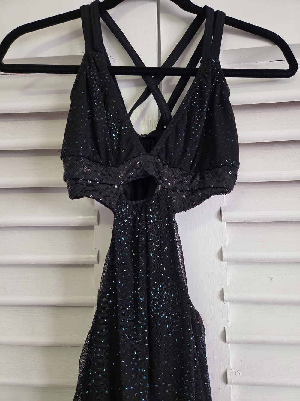 Black Sparkle Cutout Evening Dress - Women